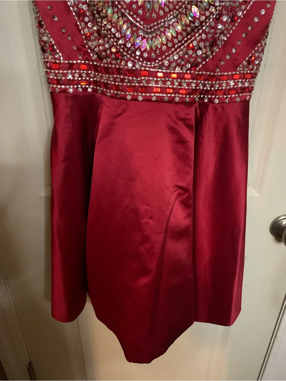 Women’s Burgundy Red Jewel-Embellished Special Occasion Party Dress size Small